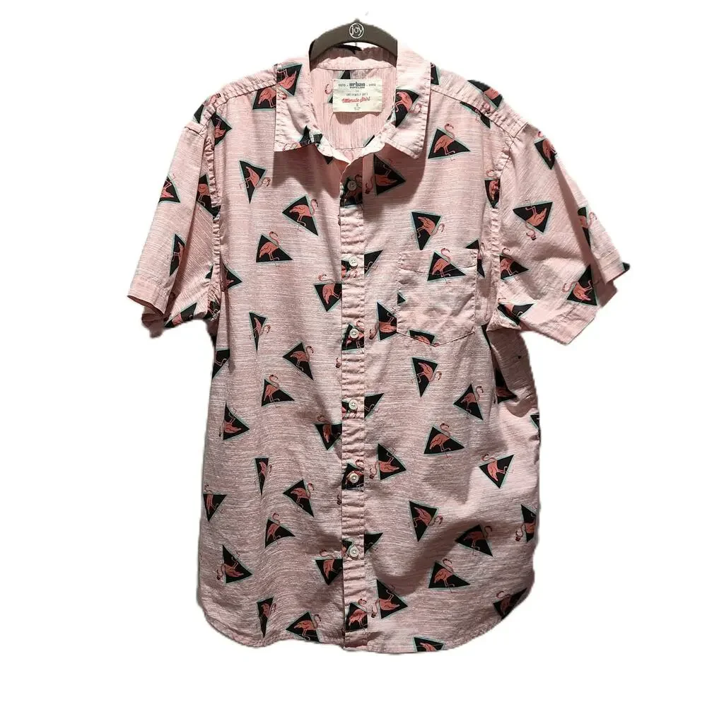 Urban Pipeline Pink Flamingo Graphic Button Ultimate Shirt XL - Picture 7 of 7